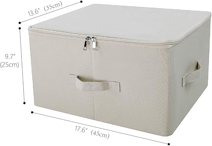 Collapsible Rigid Storage Bins with Lid, Shelves Clothes Storage Cubes, Tide Up Your Wardrobe, Beige, Set of 2-NeatNest
