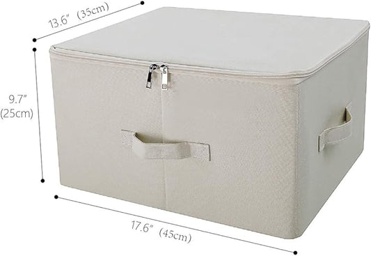 Collapsible Rigid Storage Bins with Lid, Shelves Clothes Storage Cubes, Tide Up Your Wardrobe, Beige, Set of 2-NeatNest