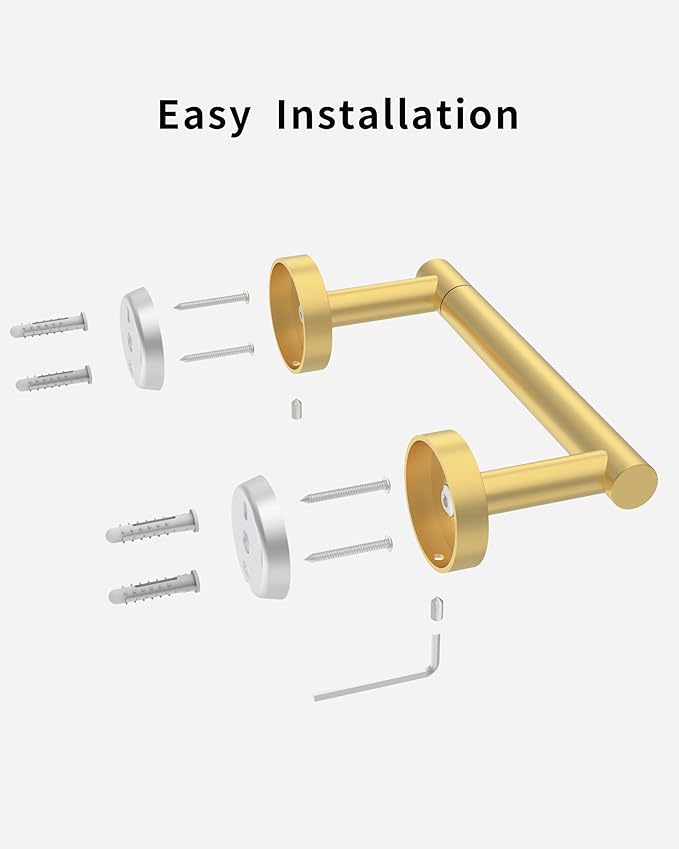 Gold Toilet Paper Holder SUS 304 Stainless Steel Adjustable TP Large Mega Roll Holder Wall Mounted Toilet Tissue Holder for Bathroom