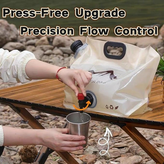 Collapsible 2-Gallon Water Jug Portable Camping Bag with Leak-Proof Spigot Durable BPA-Free 8L Collapsible Water Container for Hiking Camping Emergency Prep (Beige)-NeatNest