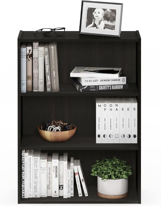 Furinno Pasir 3-Tier Open Shelf Bookcase, Blackwood
