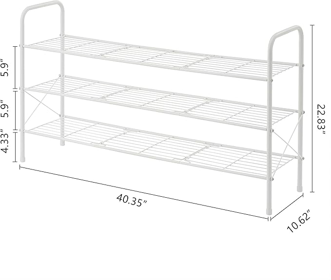 Hoctieon 3 Tier Mesh Style Shoe Rack, Entryway Shoe Shelf, Shoe Storage Organizer, Shoe Rack for Closet, Space Save for Bathroom, Garage, Hallway, Bedroom, Living Room, White-NeatNest