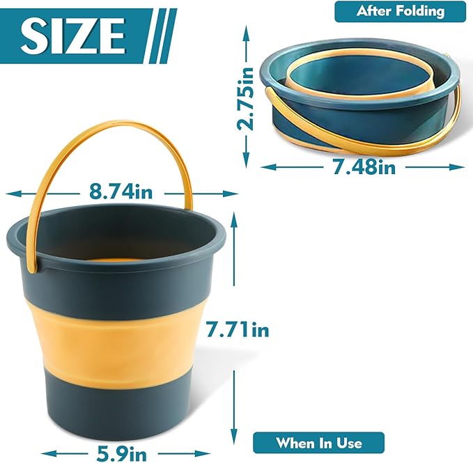 Collapsible Bucket 3PCS 1.3 Gallon/5L Small Plastic Household Cleaning Mop Buckets Foldable Water Bucket for Car Wash Fishing Camping Beach (3PCS)-NeatNest