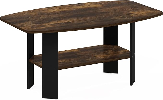 Furinno Simple Design Coffee Table, Amber Pine/Black-NeatNest