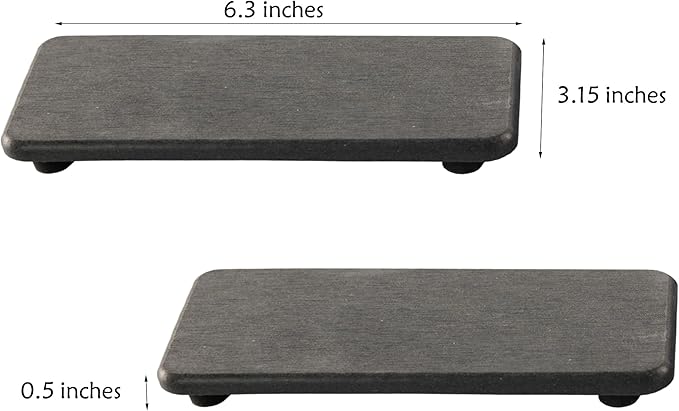 2 Pcs Water Absorbing Stone Trays, Kitchen/Bathroom Sink Soap Dish, Diatomite Tray Used for Hand Soap & Cosmetic Bottles in The Modern Home, 3.15" W x 6.3" L, Dark Gray-NeatNest