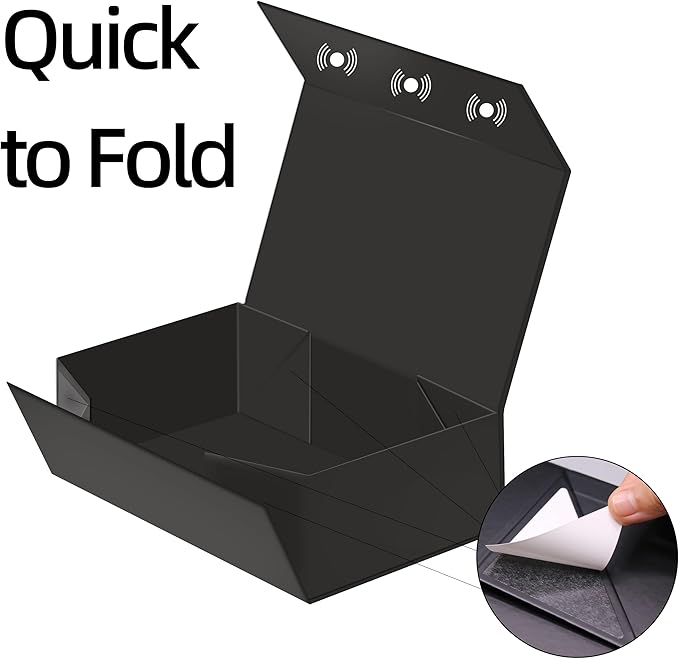 Black Gift Box 12x6x4 Inches Foldable Magnetic with Lid Black Magnetic for Presents,Keepsake Box Weddings,Proposals, Birthdays,Christmas,Halloween,Holiday Gift Giving Packaging-NeatNest