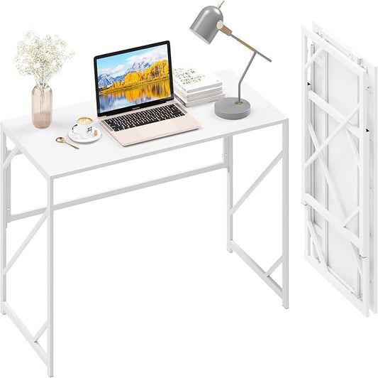 Elephance Folding Desk Writing Computer Desk for Home Office, No-Assembly Study Office Desk Foldable Table for Small Spaces-NeatNest