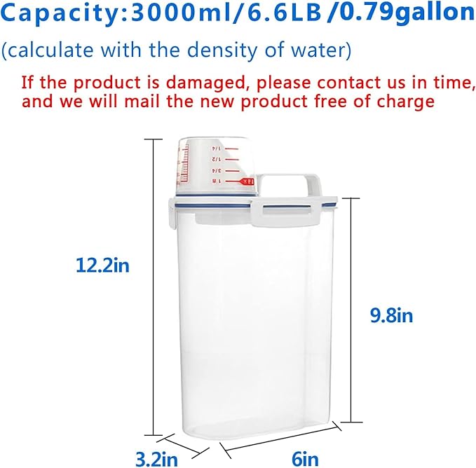 2 set 3-5 LB Rice Storage Bin Flour Cereal Containers Dispenser with BPA Free + Measuring Cup + Pour Spout - Perfect for Rice Flour Baking Supplies Pet Dog Food Storage