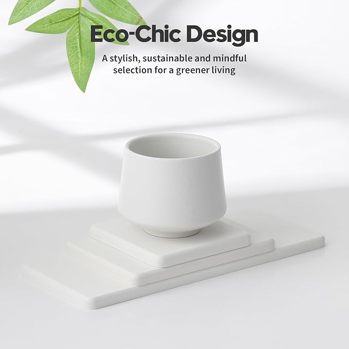 3PCS Bathroom Sink Vanity Trays, Quick Stone Drying Mat Dish Soap Dispenser Sponge Holder for Kitchen Counter, Diatomaceous Earth Water Absorbing Caddy Organizer, White-NeatNest