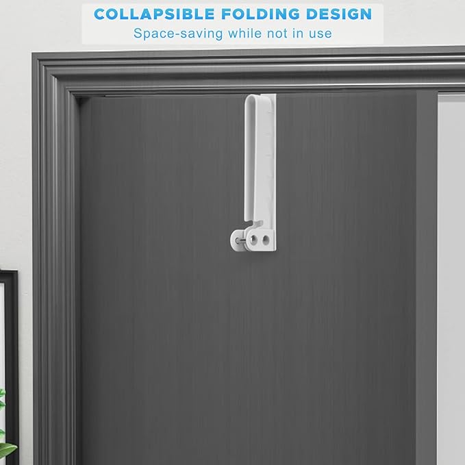 FYY Over The Door Hooks Hanger, 2 Pack Collapsible Folding Over The Door Organizer Rack Space Saving Hanging Storage Hanger for Clothes, Coats, Towels for Bedroom Bathroom White-NeatNest