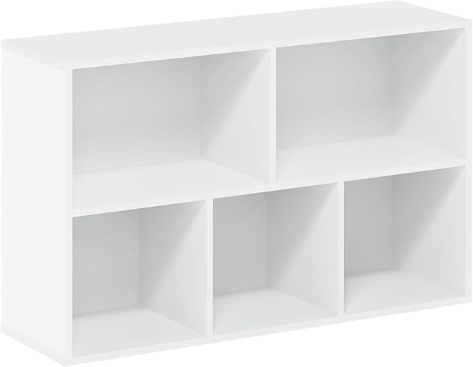 Furinno Luder Bookcase / Book / Storage , 5-Cube, White-NeatNest