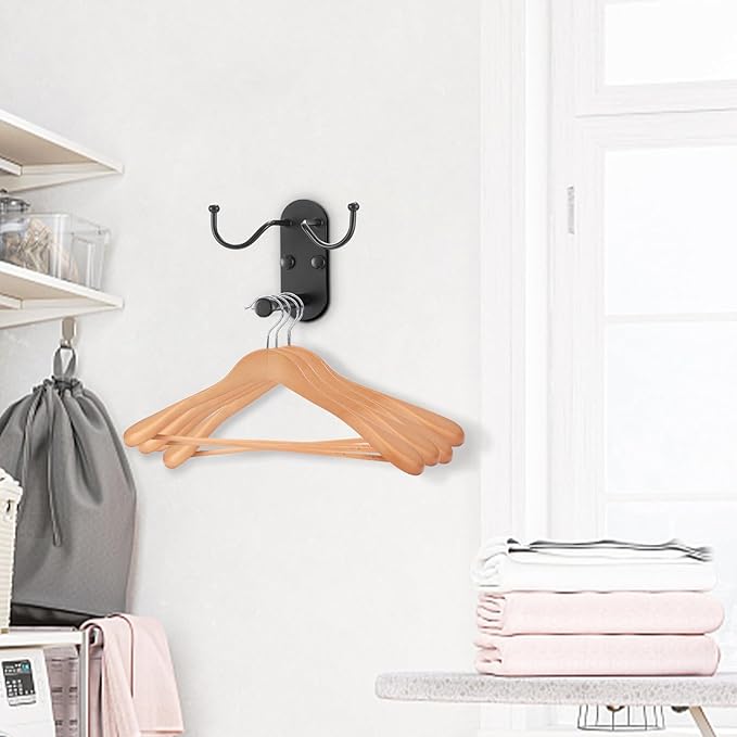 Clothes Hanger Storage, Clothes Hanger Storage Organizer, Damage Free Hanging Wall Hangers for Hanging in Living Spaces, Black-NeatNest