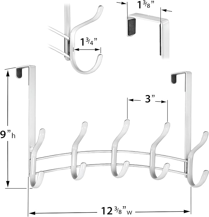 LYNK Professional® Home™ Over Door Hooks Rack - 10 Hook Over Door Hanger - Over Door Towel Rack - Hanging Towels or Clothes - for Bathroom, Bedroom or Laundry Room – Lifetime Ltd. Warranty - White