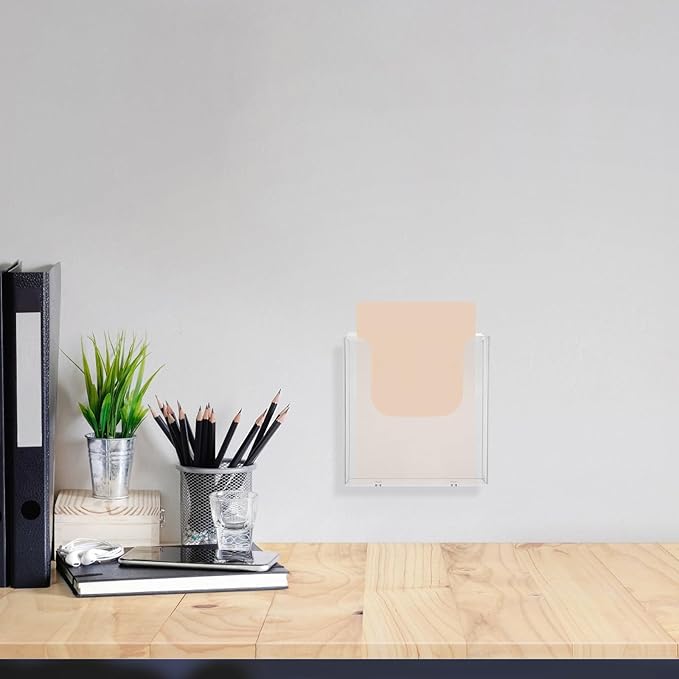Hanging Wall File Organizer Clear Single Pocket Wall Mount File Holder A5 Magazines Organizer Document Rack Wall Bin for Office Home Acrylic Sign Holder Storage file rack