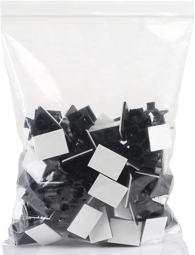 GWHOLE 60Pcs Adhesive Cable Clips, Adjustable Cable Cord Organizer Wire Management Clip 3m Wire Holder for Car Office and Home, Black-NeatNest