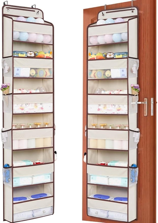 WishJazz Over the Door Organizer, 6 Shelf 50 lbs Load door organizer hanging, No Tilt Closet Organizers and Storage for Bathroom, Bedroom Nursery Newborn, Baby Necessities, Kitchen, Craft Storage