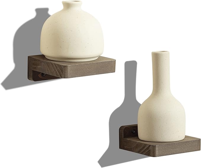 Freezing point Small Floating Shelf for Wall Set of 2 Natural Wood 4Inch Mini Wall Shelves Decor Plant Display Mounted Kitchen Bathroom Bedroom Corner Decorative Storage Tiny Stand Coffee-NeatNest