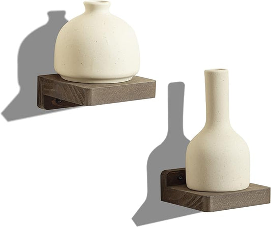 Freezing point Small Floating Shelf for Wall Set of 2 Natural Wood 4Inch Mini Wall Shelves Decor Plant Display Mounted Kitchen Bathroom Bedroom Corner Decorative Storage Tiny Stand Coffee-NeatNest