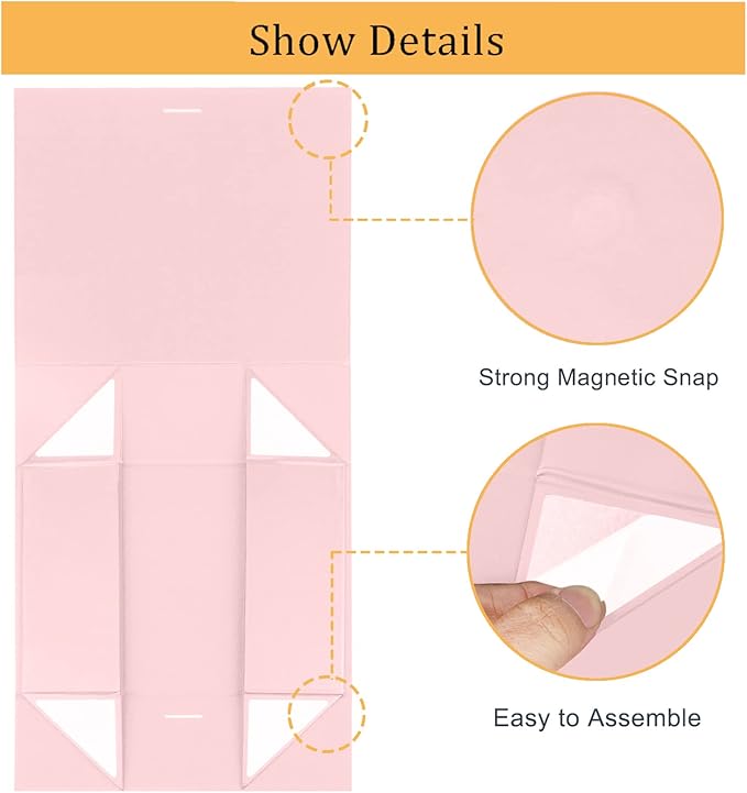 10.5"X7.5"X3.1" Pink Magnetic Gift Box with Lid and Ribbon for Presents-NeatNest