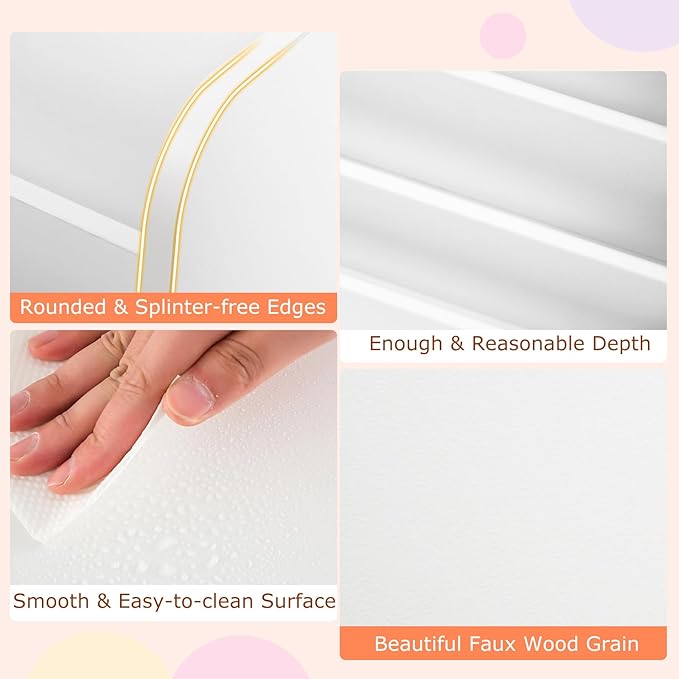 Costzon 4-Tier Kids Bookshelf, Front Facing Children Bookcase with Deep Compartments, Magazine Storage Rack for Kids Bedroom, Playroom, Nursery, Classroom, Kindergarten (White)-NeatNest