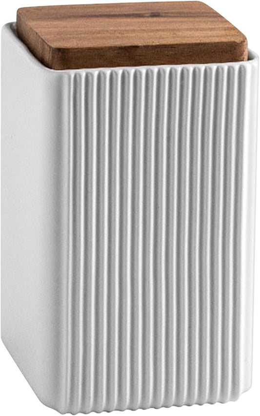 Ceramic Storage Jars Modern Elegant Highly Polished Airtight Storage Canisters with Lid Whiteware Food Stroage Jar for Kitchen Spice Tea Vanilla Sugar Coffee Beans (White-1000ML)-NeatNest