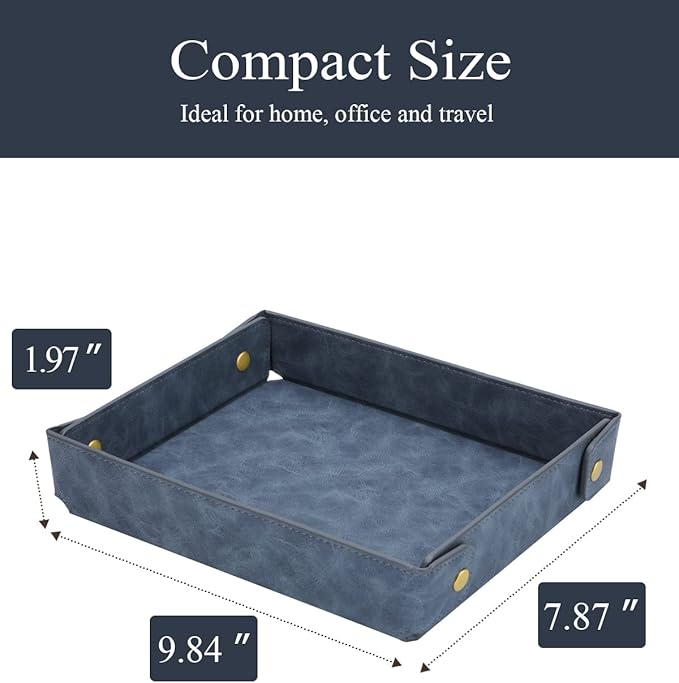 CASIRENA Father's Day Gifts Faux Leather Valet Tray Organizer for Men - Catch-All Tray for Entryway Table Key, Wallet, Watch, Coin Change, Phone, Dresser EDC Dump Jewelry, Bedside Nightstand Desk-top-NeatNest