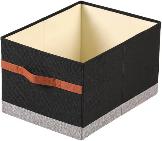 ALYER Collapsible Fabric Storage Organizer with Handles,Shelf Bins Box Container for Bedroom Office Closet Babies Nursery Toys Books Clothes (Black&Gray, 15.8" x 12" x 10")
