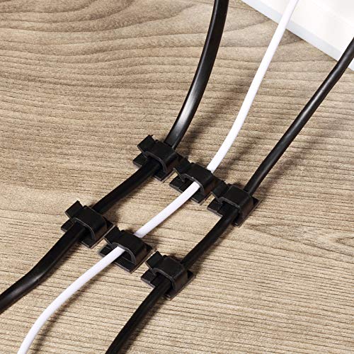 Blulu 100 Pcs Adhesive Cable Clips Bulk Wire Holder for Cord Organizer Clips Cable Management Outdoor Light Hooks for Christmas Wall String Lights Fairy Lights-NeatNest