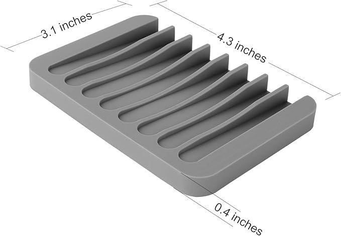 Anwenk Soap Dish for Shower Waterfall Soap Holder Soap Tray Soap Saver Drainer Flexible Silicone for Shower/Bathroom/Kitchen/Counter Top,Keep Soap Bars Dry Clean,Easy Cleaning- Grey, 1Pack-NeatNest