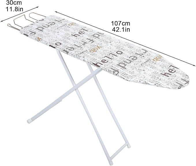 Honrane Space-Saving Ironing Board, Adjustable Height,Folding,Full-Size White 42 inch