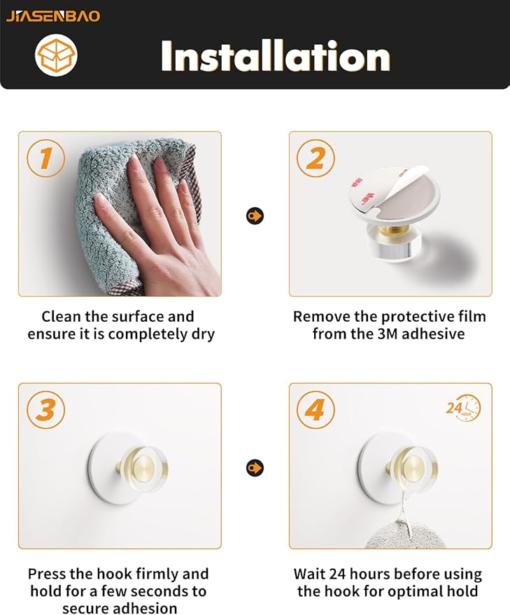 4 Pack Adhesive Crystal Towel Hooks for Bathrooms White Wall Hooks for Hanging Robe Coat Hooks Kitchen Decorative Heavy Duty Zinc Alloy