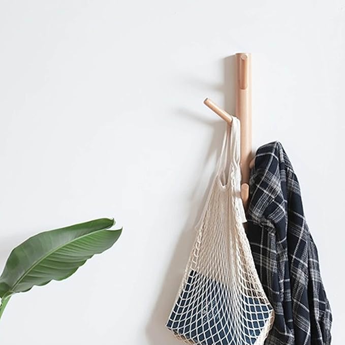 Coat Rack 2 pack-Wall Mounted Hat Rack Coat Hooks-Sturdy Wooden Coat Rack Stand-Entryway Hall Tree Coat Tree with Solid Base for Hat,Clothes,Purse,Scarves,Handbags,Umbrella(Nature)-NeatNest