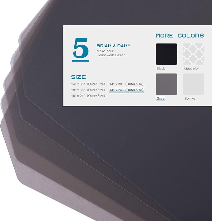 BRIAN & DANY Wire Shelf Liner 14" X 24", Heavy Duty Shelf Liners for Wire Shelving, Waterproof Protector Mats, Set of 5, Charcoal-NeatNest