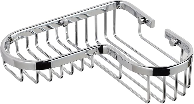 Shower Caddy Basket,Corner Shower Shelf Soap Holder,Brass Wire Basket for Inside Shower Wall Storage Bathroom Organizer in Polished Chrome