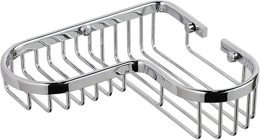 Shower Caddy Basket,Corner Shower Shelf Soap Holder,Brass Wire Basket for Inside Shower Wall Storage Bathroom Organizer in Polished Chrome