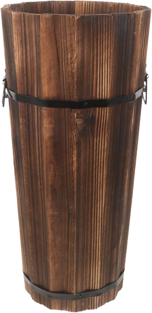 ABOOFAN Wooden Umbrella Stand Holder Umbrella Bucket Rack for Entryway Freestanding Canes Walking Sticks Holder Tall Wooden Planter Barrel, 42.00X21.00X21.00CM, brown