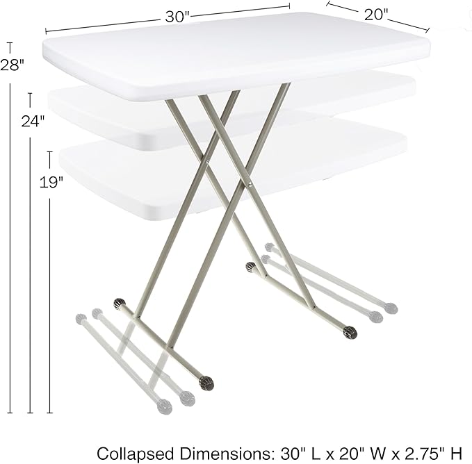 Everyday Home Folding Table - Lightweight Portable Folding Desk - Small Plastic Table for Camping, Playing Cards, and Crafting (White)-NeatNest