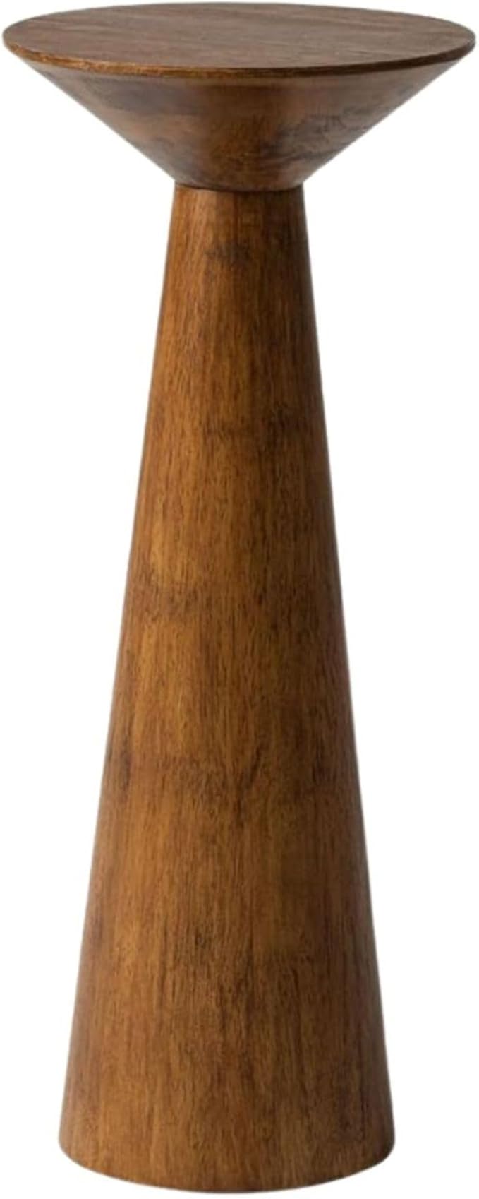 Farmhouse Tall Pedestal End Table Small Solid Wood Martini Table Plant Stand Modern Round Drink Table for Small Space Living Room, Walnut