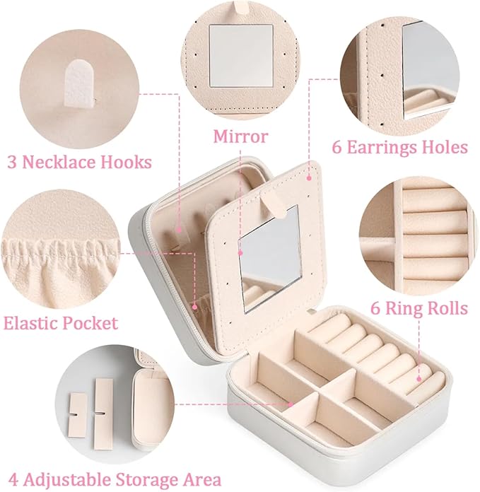 Butterfly Small Travel Jewelry Organizer, Necklace Box with Mirror, Leather Mini Travel Jewelry Case, Best Present for Women's and Girls-NeatNest