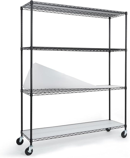CAPHAUS NSF Commercial Grade Heavy Duty Wire Shelving w/Wheels, Leveling Feet & Liners, Storage Metal Shelf, Garage Shelving Storage, Utility Wire Rack Storage Shelves, 60 x 18 x 76 4-Tier w/Liner-NeatNest