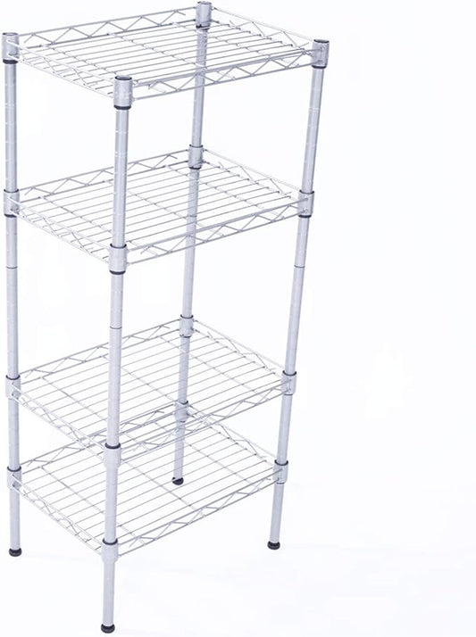 4 Tier Adjustable Storage Shelf Metal Storage Rack Wire Shelving Unit Storage Shelves for Pantry Closet Kitchen Laundry Bathroom (Silver9-4-Tier)