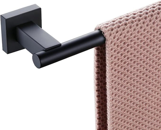 Miyili Matte Black Single Towel Bar 24-Inch Bathroom Stainless Steel Towel Rack Bath Towel Hanger Wall Mount