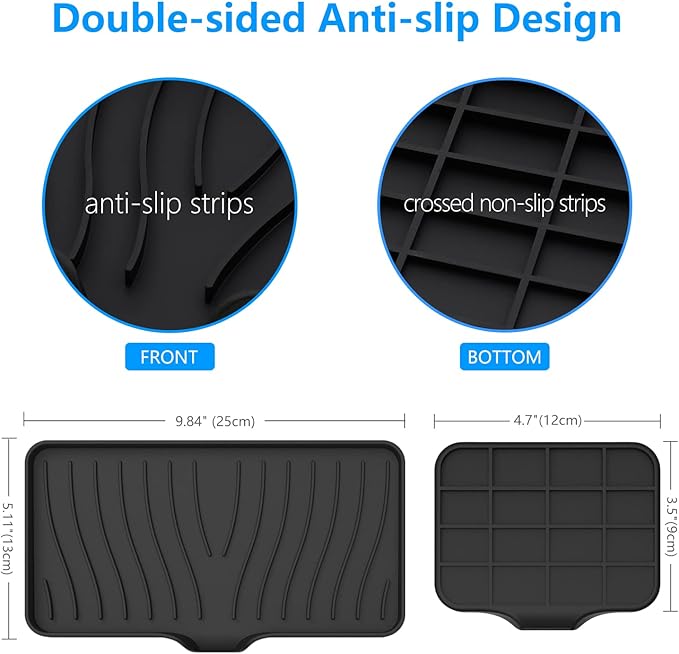 3-Pack Silicone Soap Dish, Sponge Holder for Sink, Kitchen Soap Tray, Bathroom Soap Holder, Sponge Tray with Drain (Black)-NeatNest
