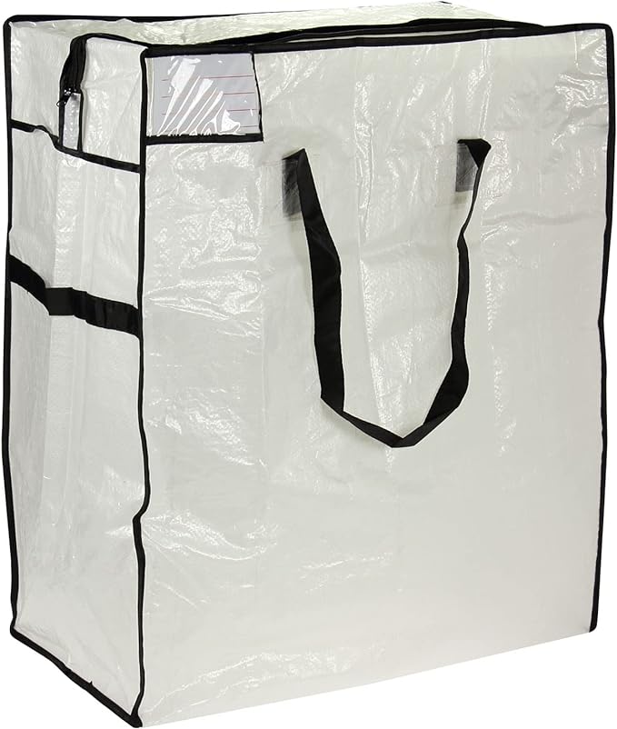 Household Essentials Medium Storage Bag, Clear Polyethylene with Black Trim