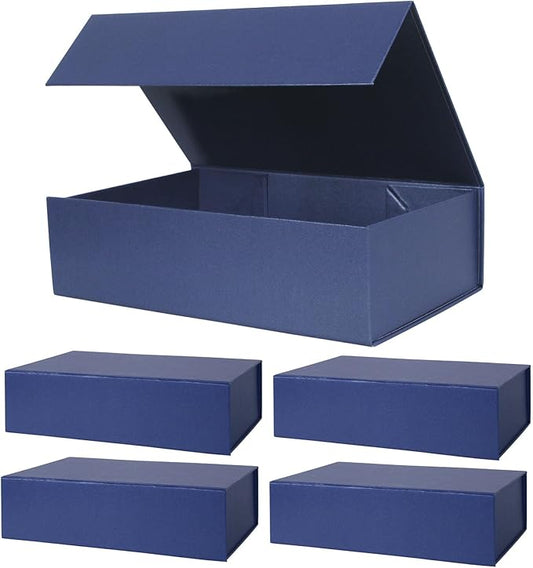 Aimyoo Navy Blue Magnetic Gift Boxes with Lids 10.5x7x3 in, Medium Bridesmaid Groomsman Proposal Box, Rectangle Collapsible Box for Present Graduation Birthday Storage 5 Pack-NeatNest