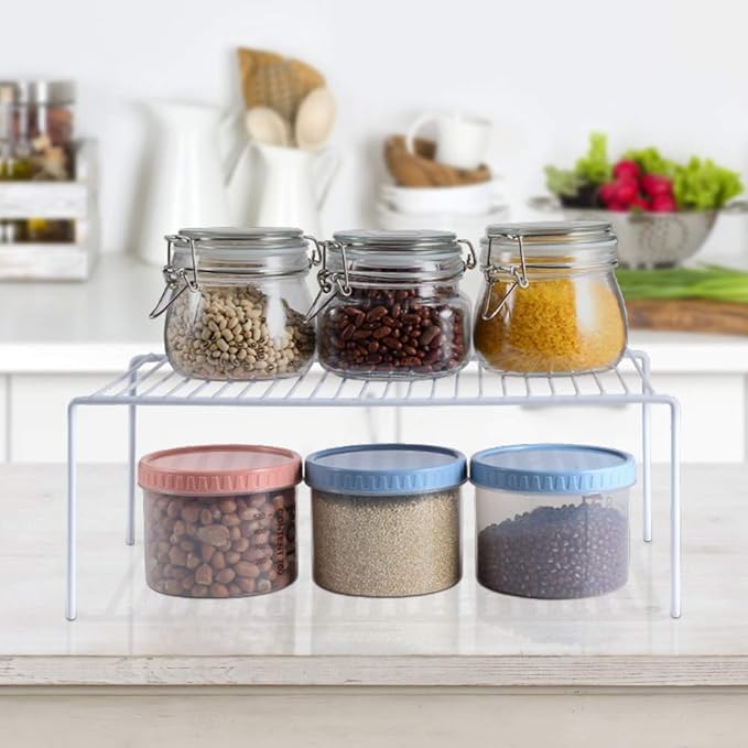 iPEGTOP Large (15.7 x 9.4 Inch) Kitchen Freezer Cabinet Storage Shelf, Set of 4 Rustproof Metal Wire Shelves Spice Shelf Rack Cupboard Organizer for Fridge Pantries Countertops Utensils, White-NeatNest