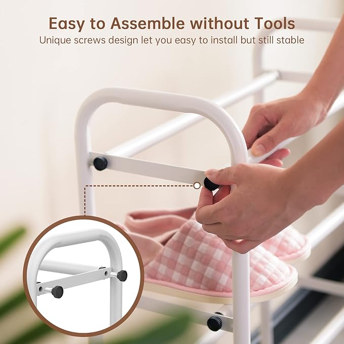 Gonfoam 4-Tier Expandable Shoe Rack,Adjustable Shoe Shelf Storage Organizer Heavy Duty Metal Free Standing Shoe Rack for Entryway Closet Doorway (White)-NeatNest