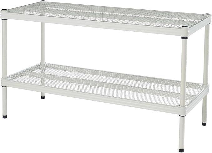 Design Ideas MeshWorks, 2-Tier Steel Shelving Rack, 440lb Capacity Per Shelf, White-NeatNest