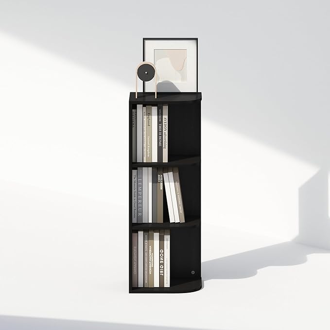 Furinno Reed 3-Tier Space Saving Corner Storage Display Shelf, Blackwood-NeatNest