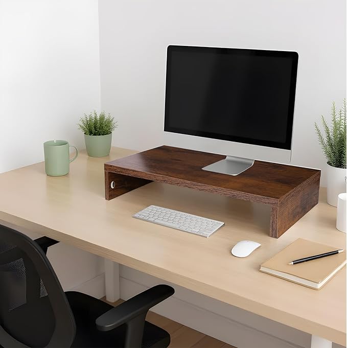 Monitor Stand Riser, Computer Stand, Desk Organizers and Accessories, Laptop Shelf Computer Monitor Riser with Storage for TV Screen PC Printer (Rust Brown-15.75inch)